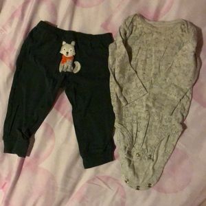 Carters set onesie and pants, Hunter green pants